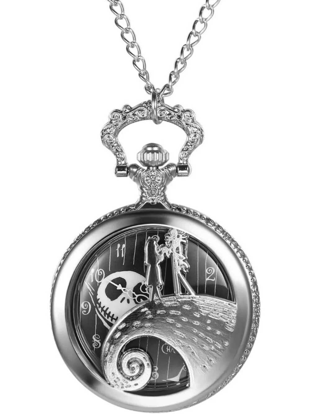 Unisex Silver Analog Christmas Antique Quartz Pendant Necklace Pocket Watch